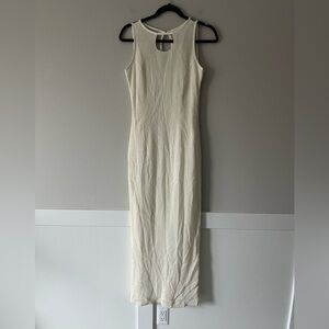 Lori Weidner Evenings Ivory Textured Maxi Dress Mesh Back Size 8